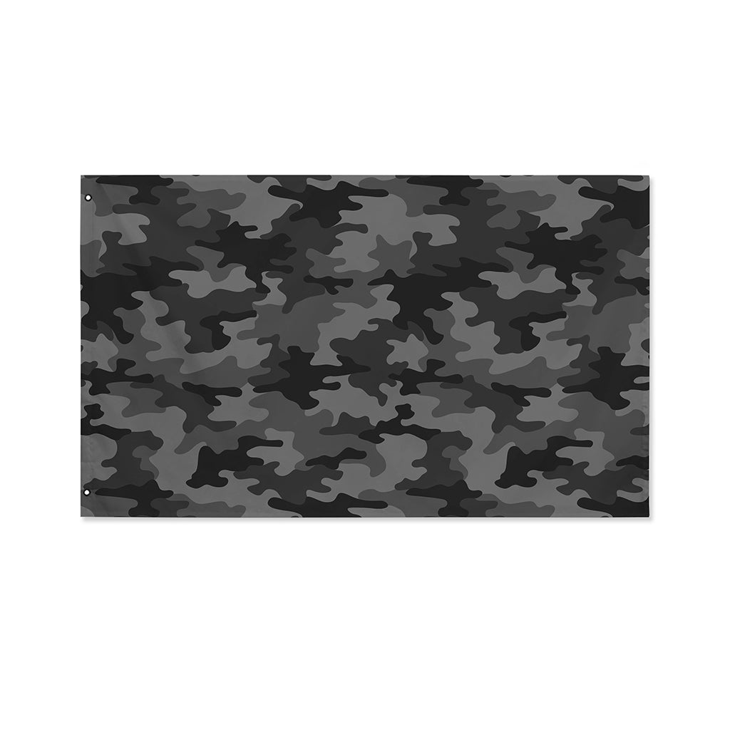 Black And Grey Camouflage Print Polyester Flag