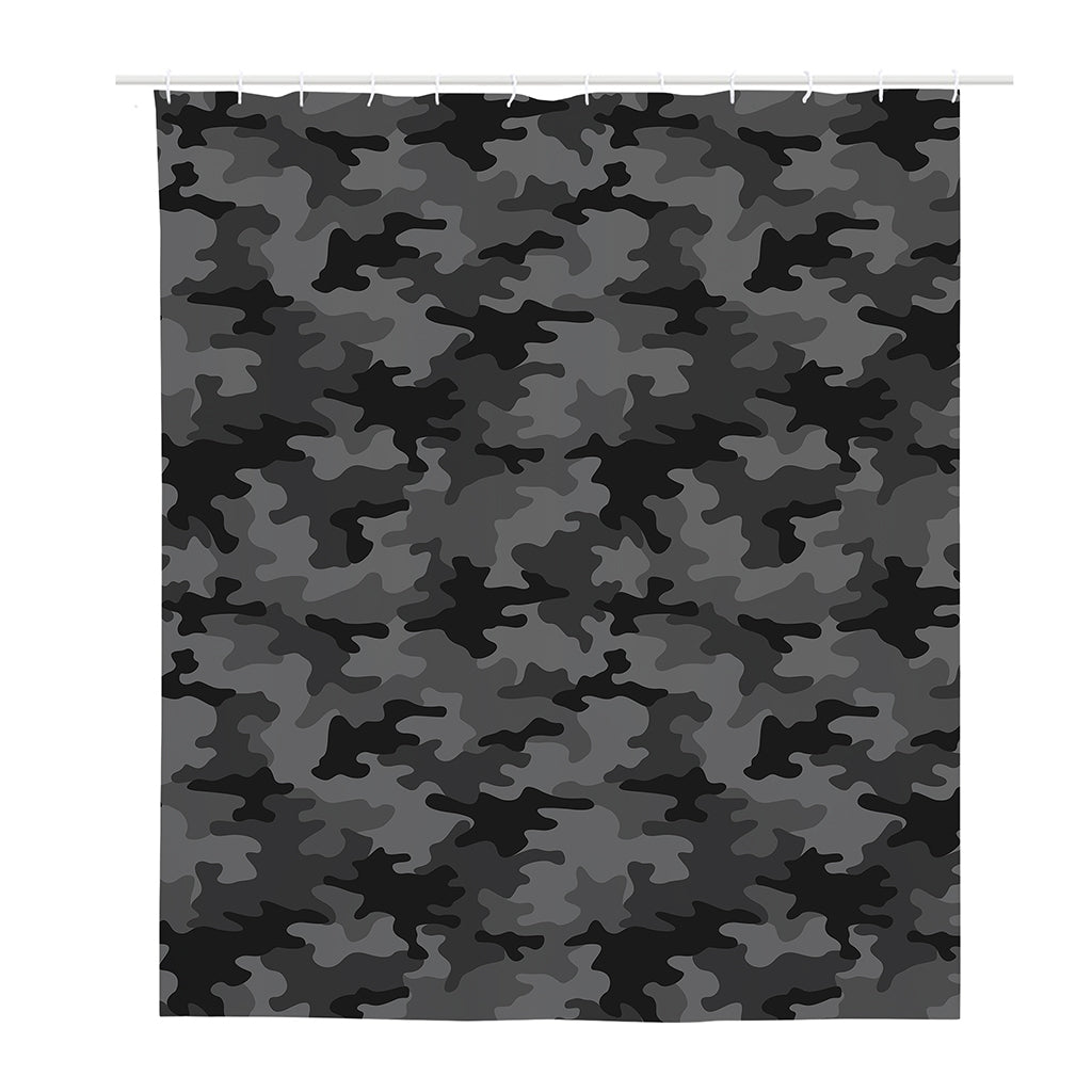 Black And Grey Camouflage Print Polyester Shower Curtain