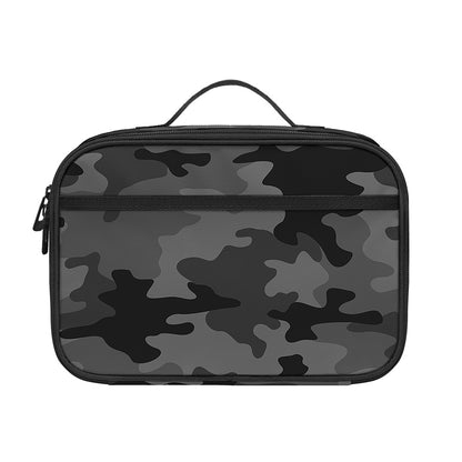 Black And Grey Camouflage Print Portable Lunch Bag