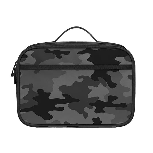 Black And Grey Camouflage Print Portable Lunch Bag