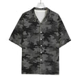 Black And Grey Camouflage Print Rayon Hawaiian Shirt