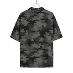 Black And Grey Camouflage Print Rayon Hawaiian Shirt