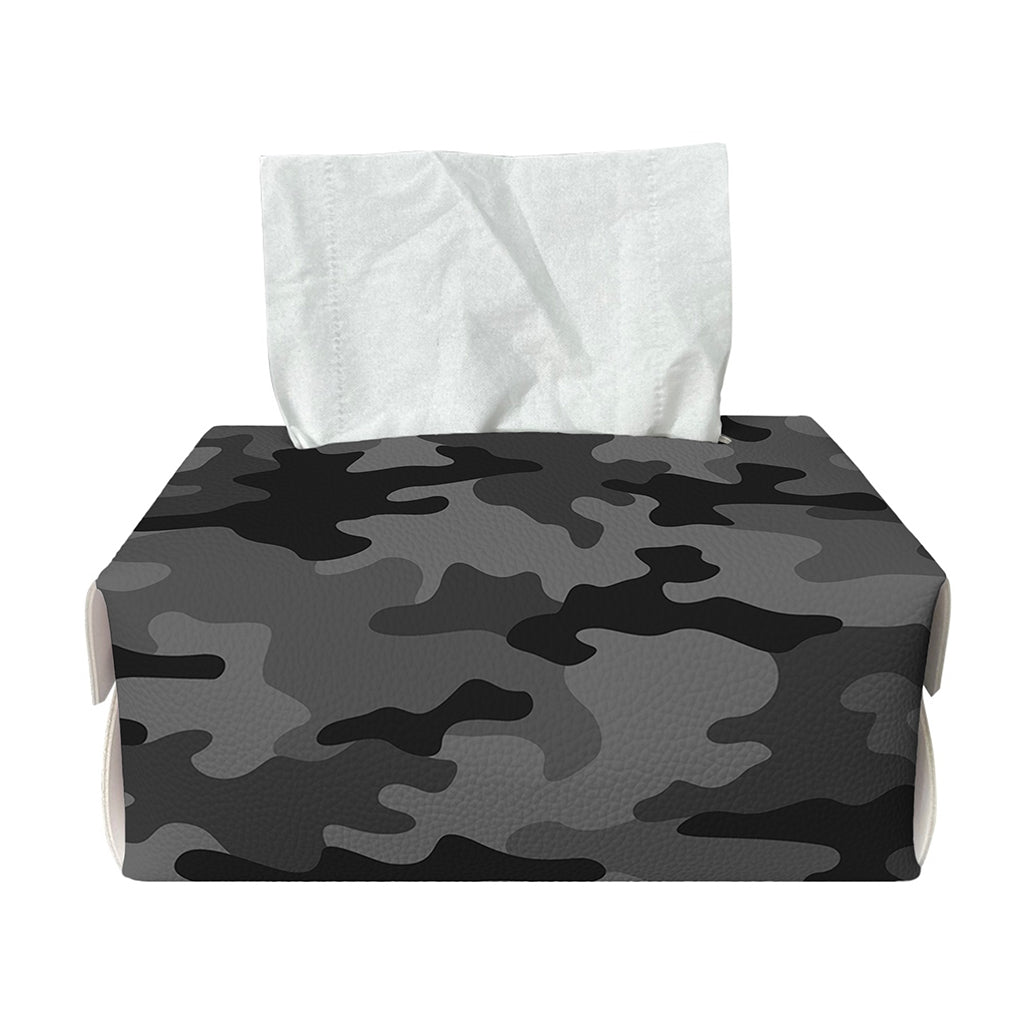 Black And Grey Camouflage Print Rectangle Tissue Box Cover