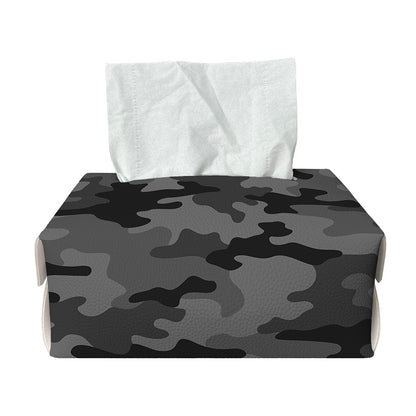Black And Grey Camouflage Print Rectangle Tissue Box Cover