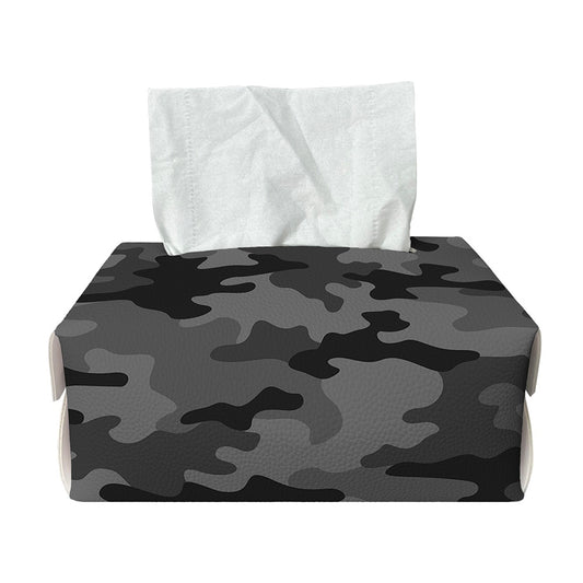 Black And Grey Camouflage Print Rectangle Tissue Box Cover