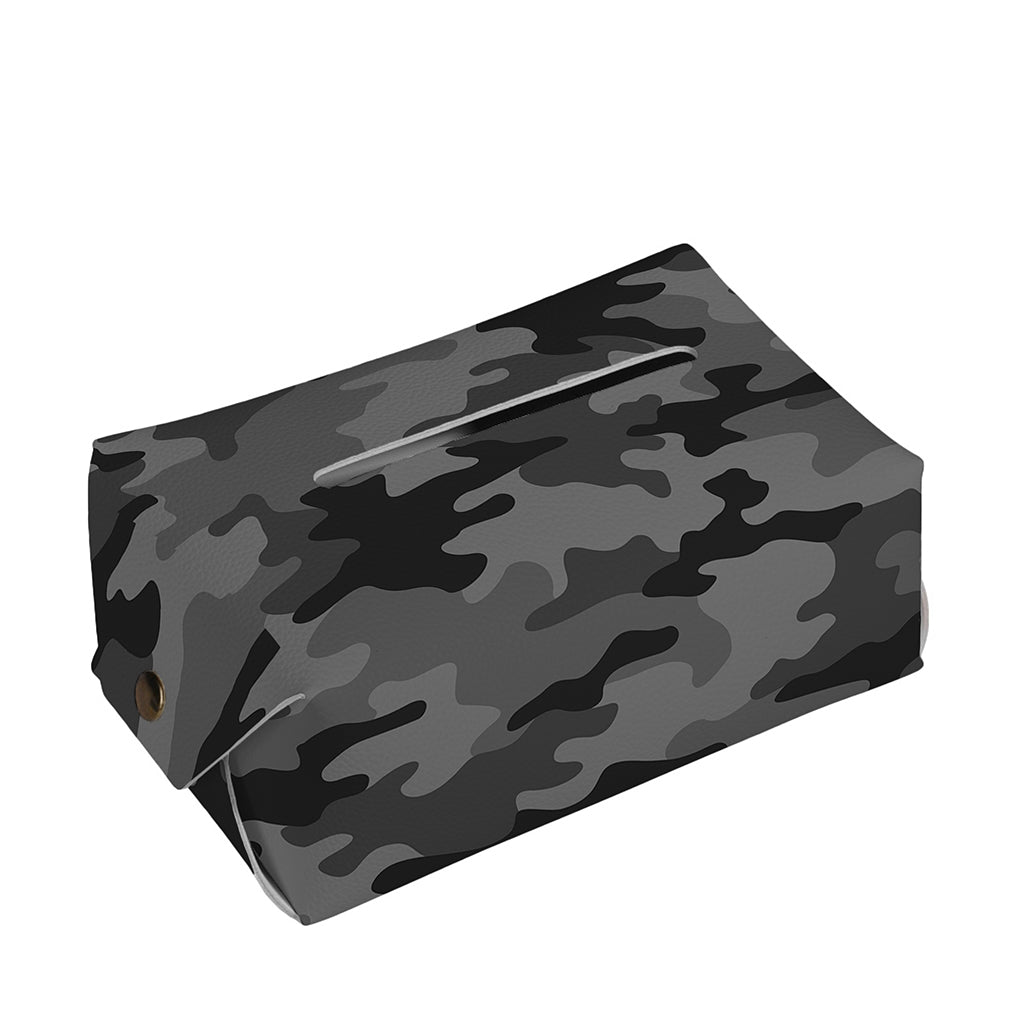 Black And Grey Camouflage Print Rectangle Tissue Box Cover