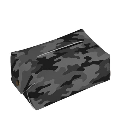 Black And Grey Camouflage Print Rectangle Tissue Box Cover