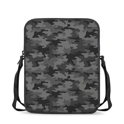 Black And Grey Camouflage Print Rectangular Crossbody Bag