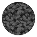 Black And Grey Camouflage Print Round Floor Mat