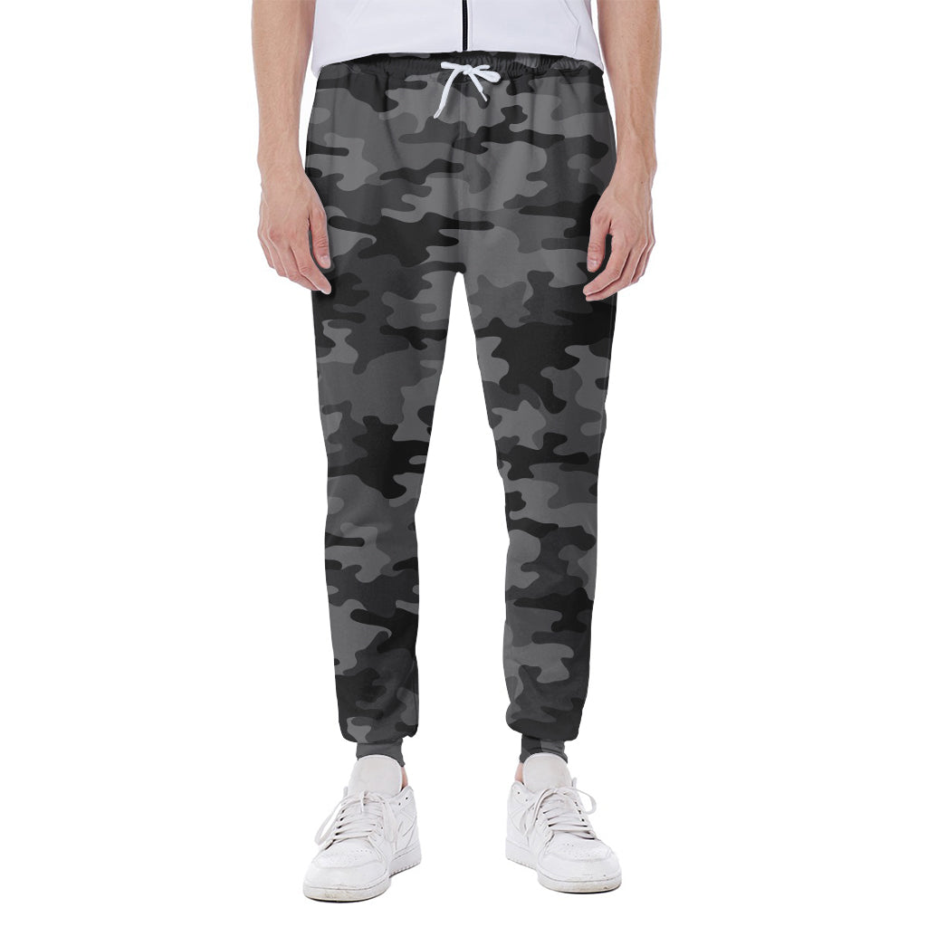 Black And Grey Camouflage Print Scuba Joggers