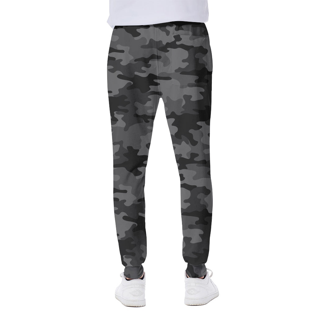 Black And Grey Camouflage Print Scuba Joggers