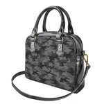 Black And Grey Camouflage Print Shoulder Handbag