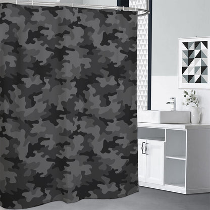 Black And Grey Camouflage Print Shower Curtain