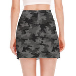 Black And Grey Camouflage Print Side Slit Mini Skirt