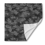 Black And Grey Camouflage Print Silk Bandana