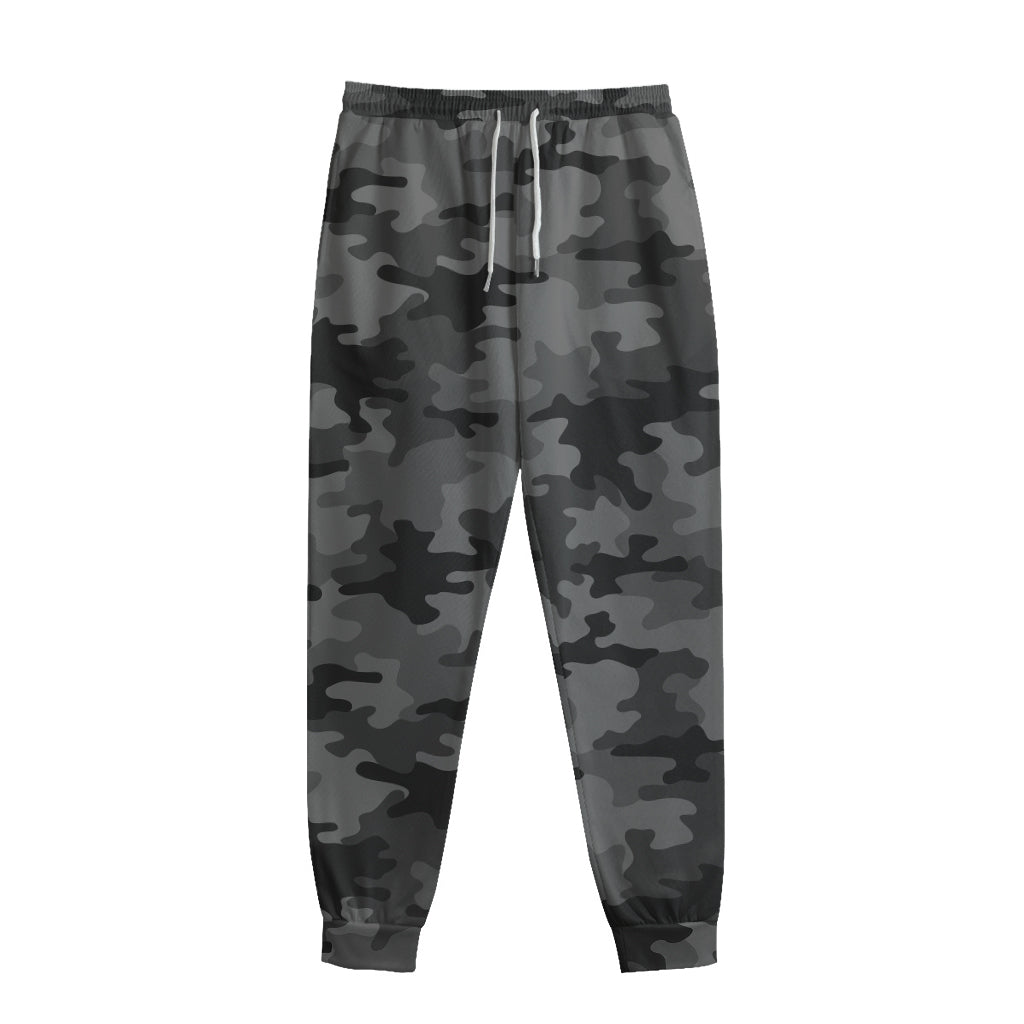 Black And Grey Camouflage Print Sweatpants