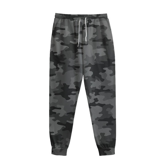 Black And Grey Camouflage Print Sweatpants