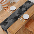 Black And Grey Camouflage Print Table Runner