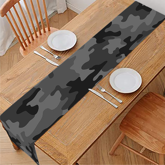 Black And Grey Camouflage Print Table Runner