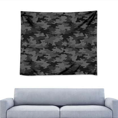 Black And Grey Camouflage Print Tapestry