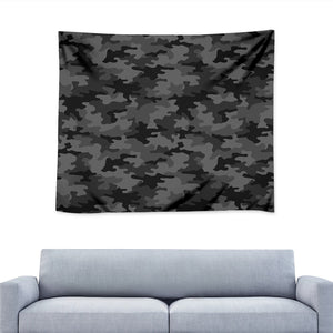 Black And Grey Camouflage Print Tapestry