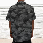 Black And Grey Camouflage Print Textured Short Sleeve Shirt