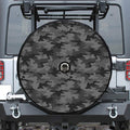 Black And Grey Camouflage Print Tire Cover With Camera Hole