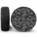 Black And Grey Camouflage Print Tire Cover With Camera Hole