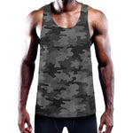 Black And Grey Camouflage Print Training Tank Top