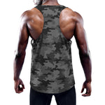 Black And Grey Camouflage Print Training Tank Top