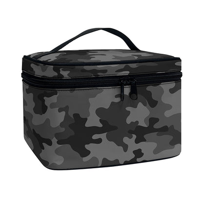 Black And Grey Camouflage Print Travel Makeup Bag