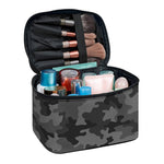 Black And Grey Camouflage Print Travel Makeup Bag