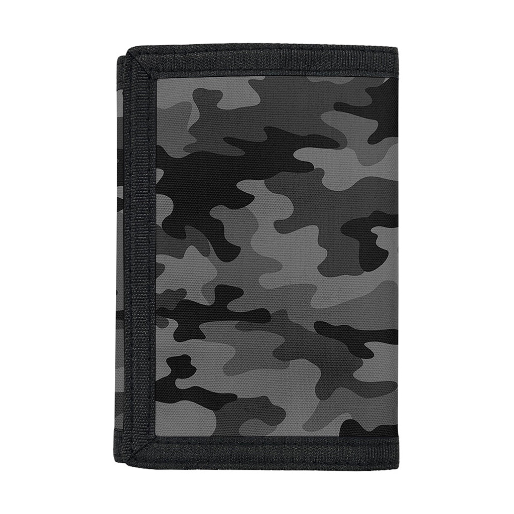Black And Grey Camouflage Print Trifold Wallet