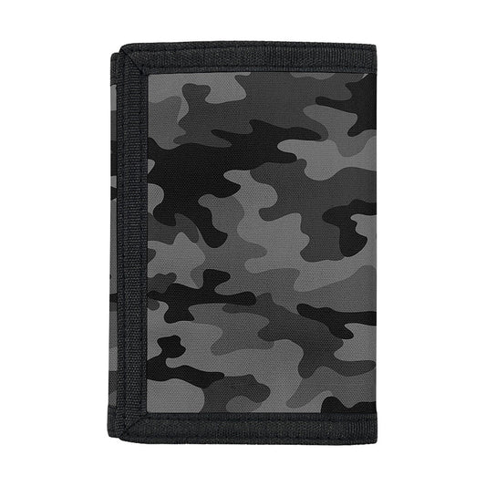 Black And Grey Camouflage Print Trifold Wallet