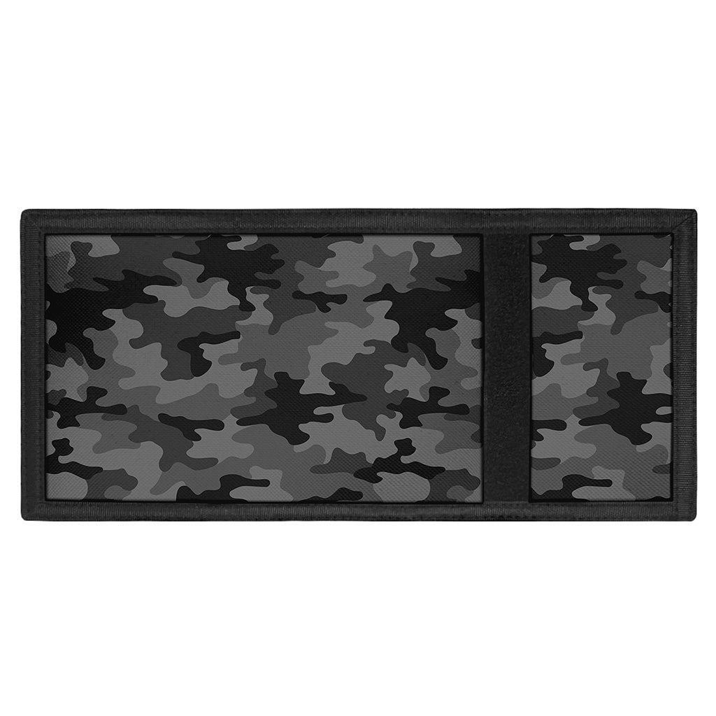 Black And Grey Camouflage Print Trifold Wallet