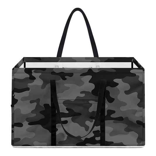 Black And Grey Camouflage Print Utility Tote Bag
