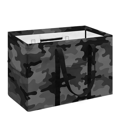 Black And Grey Camouflage Print Utility Tote Bag