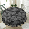 Black And Grey Camouflage Print Waterproof Round Tablecloth