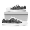 Black And Grey Camouflage Print White Low Top Sneakers