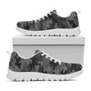 Black And Grey Camouflage Print White Running Shoes