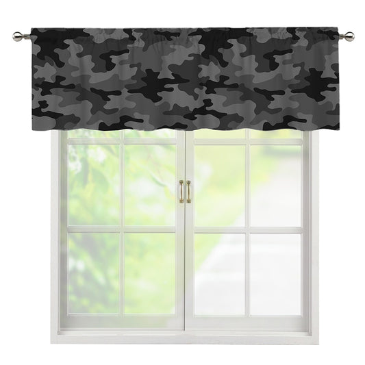 Black And Grey Camouflage Print Window Valance