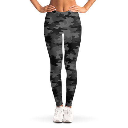 Black And Grey Camouflage Print Women's Leggings