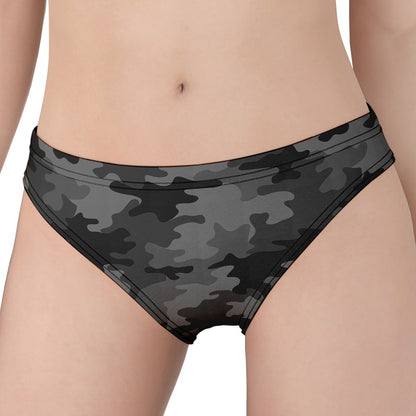 Black And Grey Camouflage Print Women's Panties
