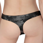 Black And Grey Camouflage Print Women's Thong