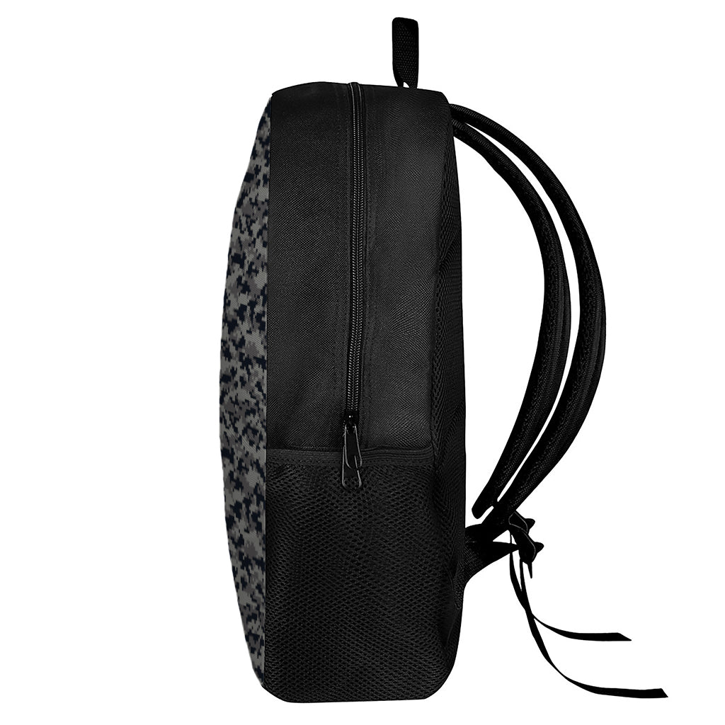 Black And Grey Digital Camo Print 17 Inch Backpack