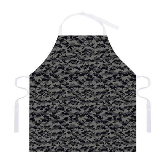 Black And Grey Digital Camo Print Adjustable Apron