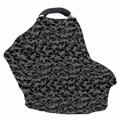 Black And Grey Digital Camo Print Baby Seat Cover