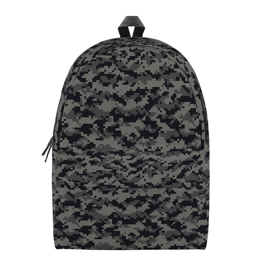 Black And Grey Digital Camo Print Backpack