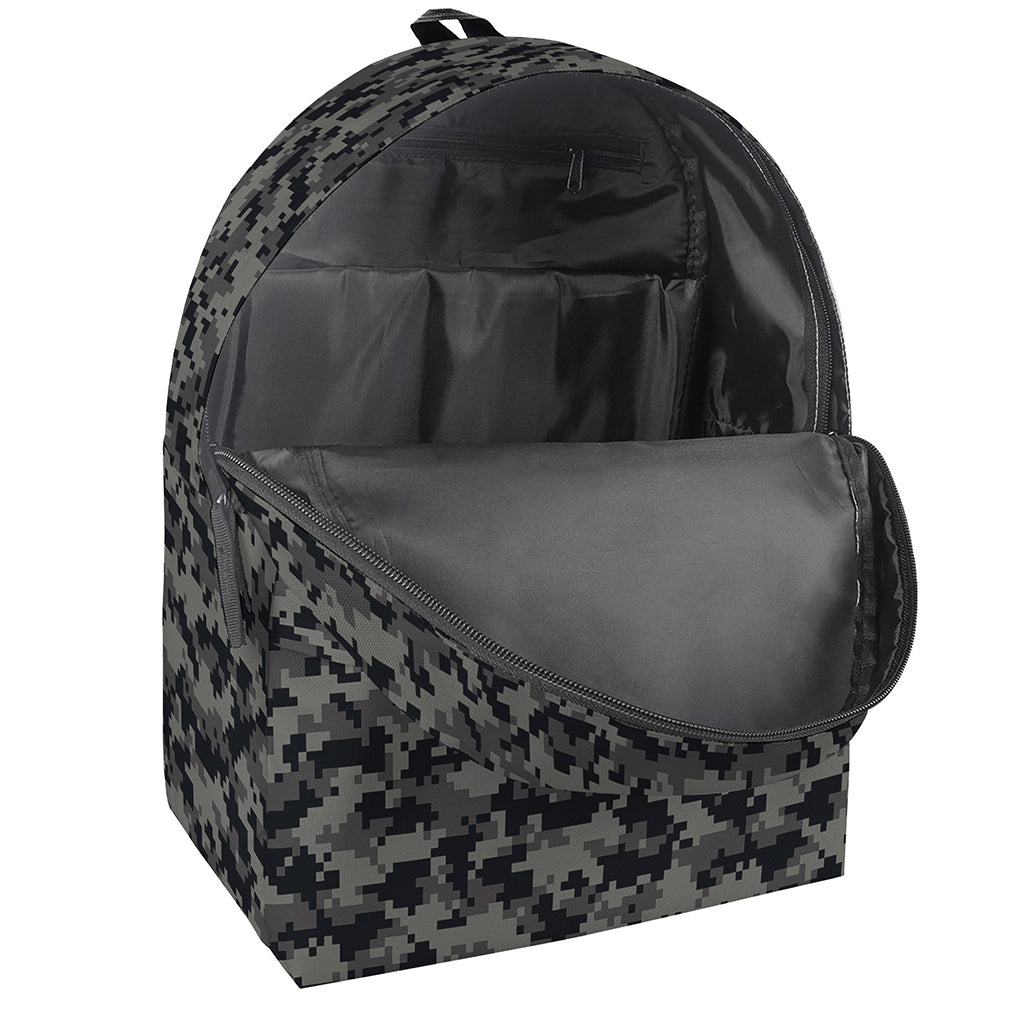 Black And Grey Digital Camo Print Backpack