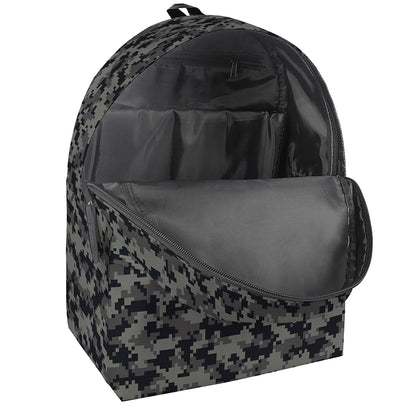 Black And Grey Digital Camo Print Backpack